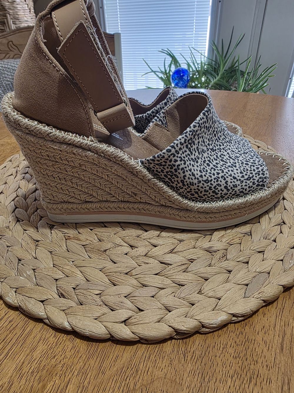 TOMS Leopard Print Ankle-Strap Espadrilles in Beige and Brown - Picture 3 of 6